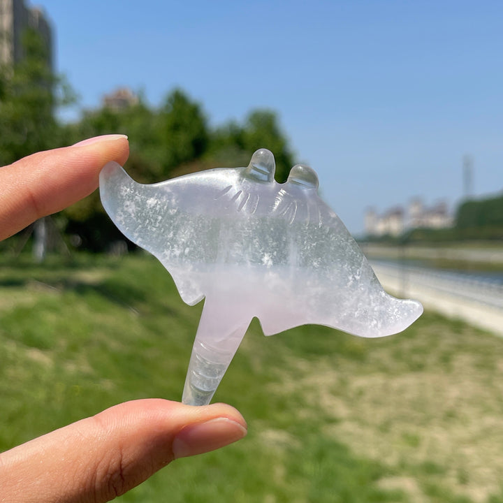 Natural Crystal Manta Ray Carving