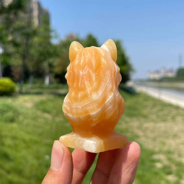 Natural Crystal Carved Wolf Head Bust