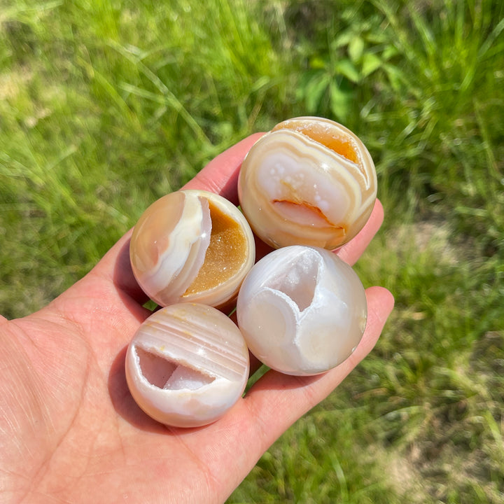 Unique,Natural Agate Geode Crystal Druzy Sphere