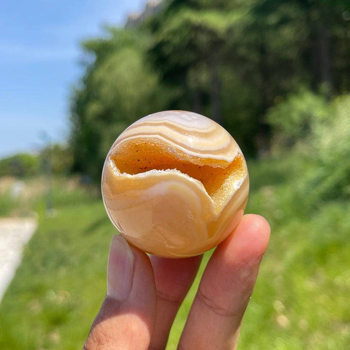 Unique,Natural Agate Geode Crystal Druzy Sphere