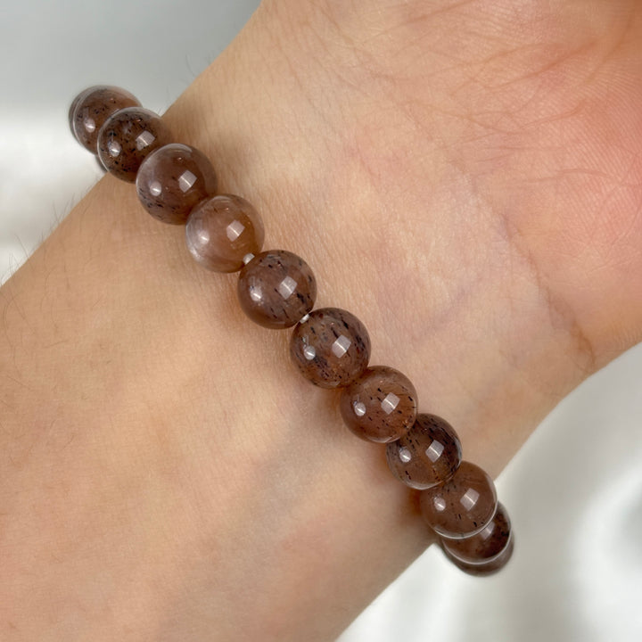 Black Moonstone With Sunstone Bracelet 6.9-8.3mm