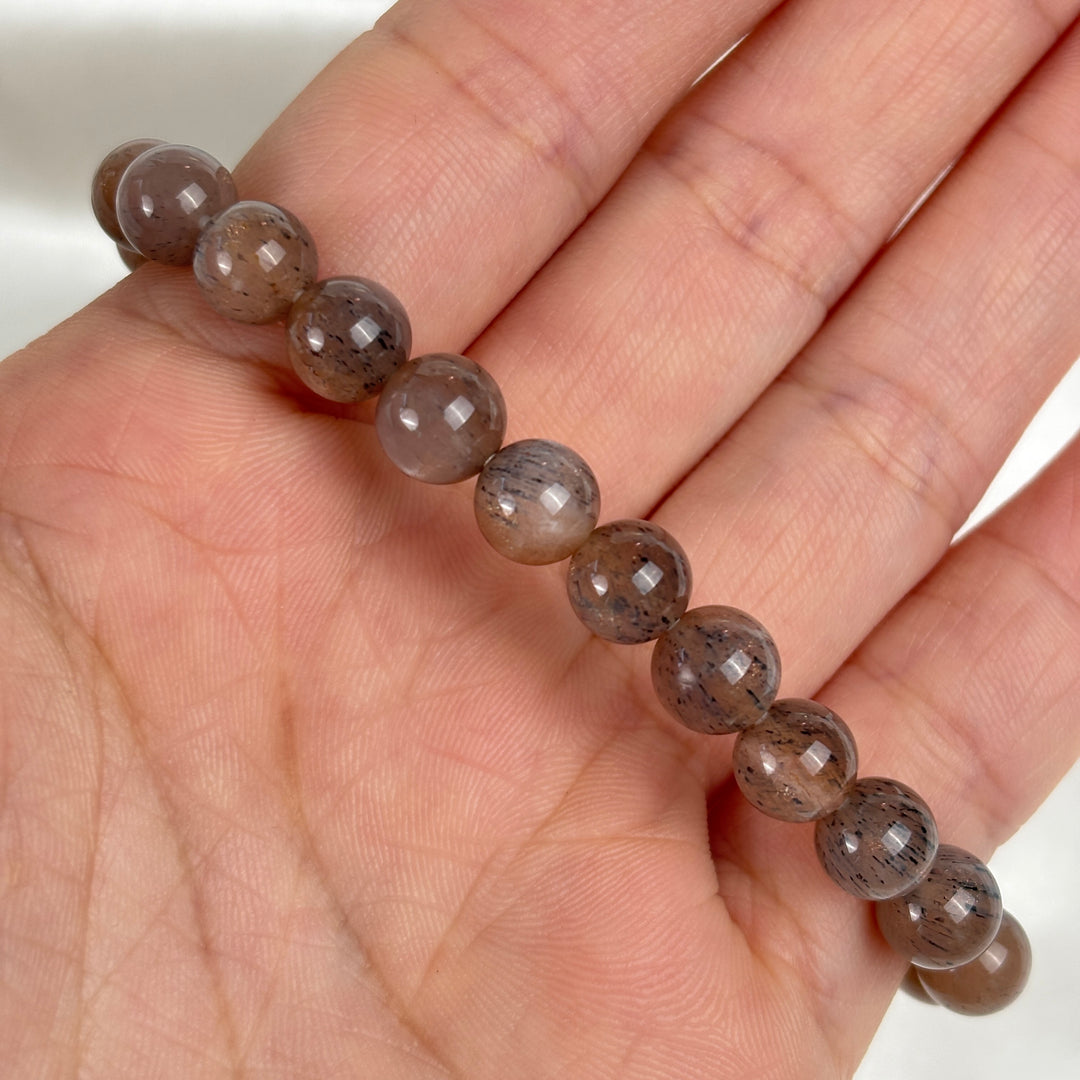 Black Moonstone With Sunstone Bracelet 6.9-8.3mm