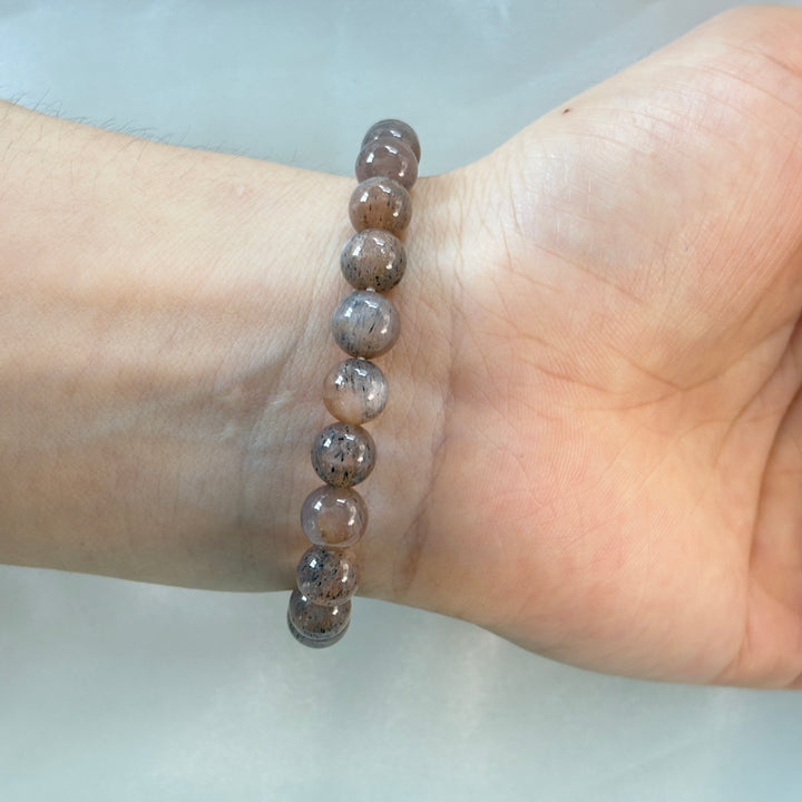 Black Moonstone With Sunstone Bracelet 6.9-8.3mm