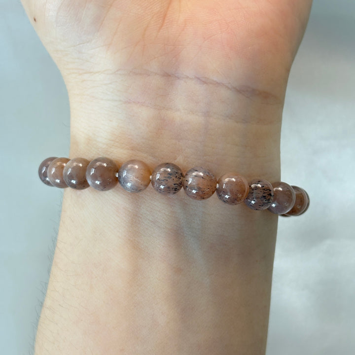 Black Moonstone With Sunstone Bracelet 6.9-8.3mm