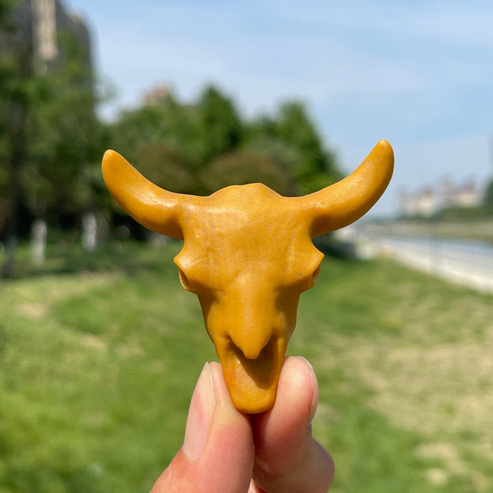 Natural Crystal Cow Skull Carving