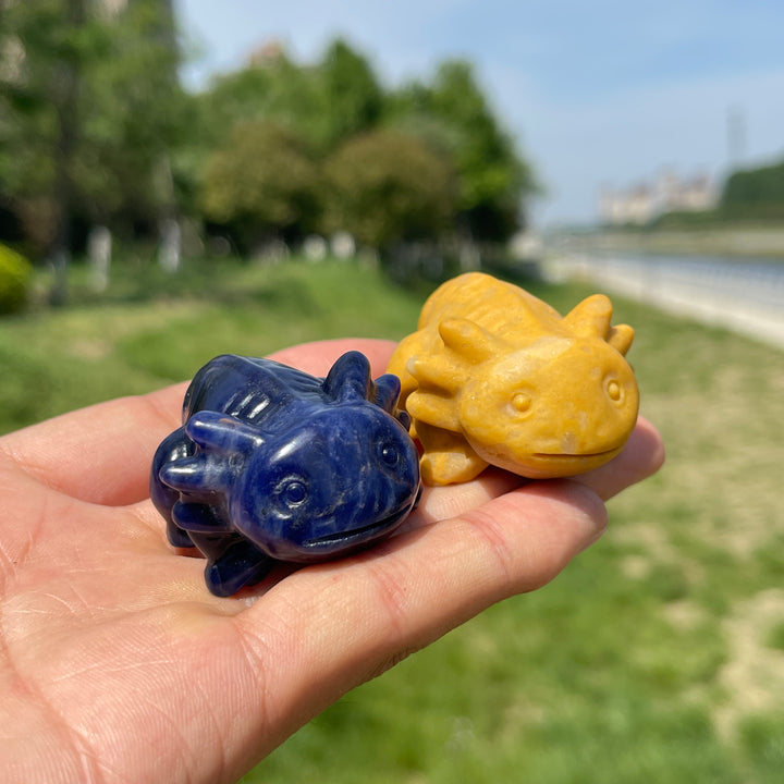 Natural Crystal Cute Axolotl Carving