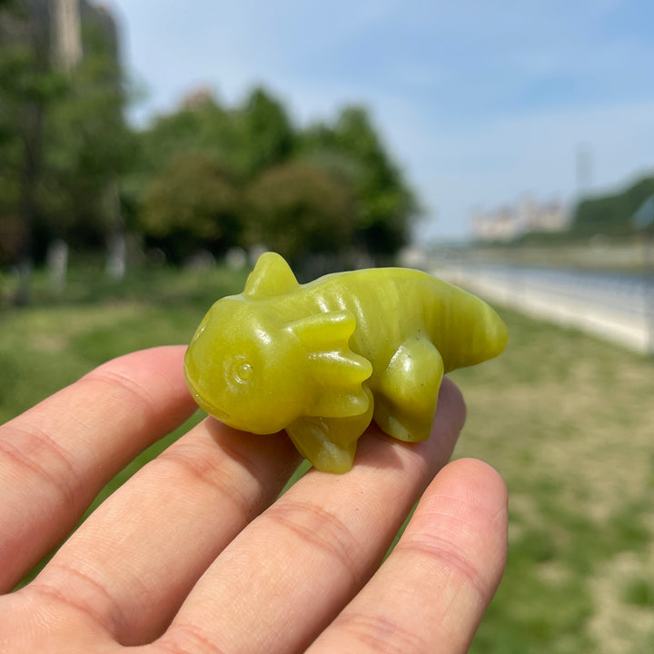 Natural Crystal Cute Axolotl Carving
