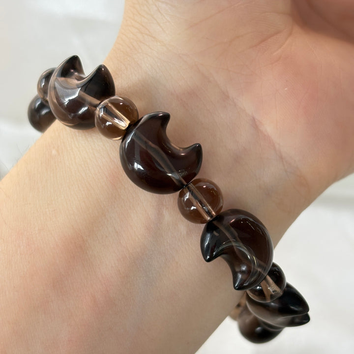 Smoky Quartz Half-Moon Bracelet 12.1-12.8mm