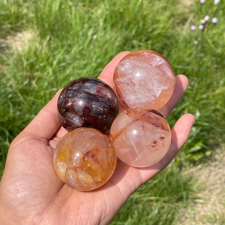 Natural Crystal Vibrant Fire Quartz Sphere