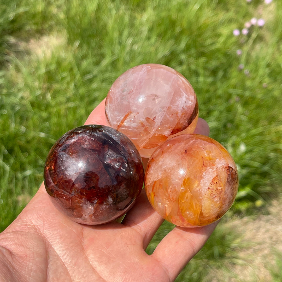 Natural Crystal Vibrant Fire Quartz Sphere