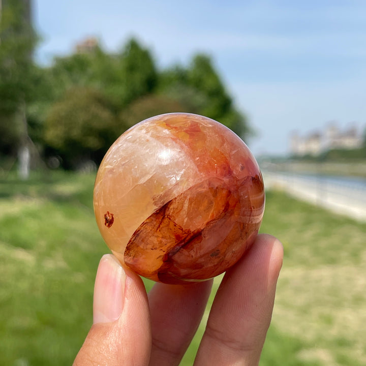 Natural Crystal Vibrant Fire Quartz Sphere