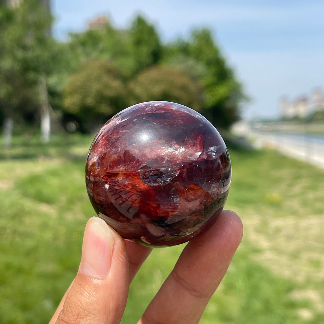 Natural Crystal Vibrant Fire Quartz Sphere