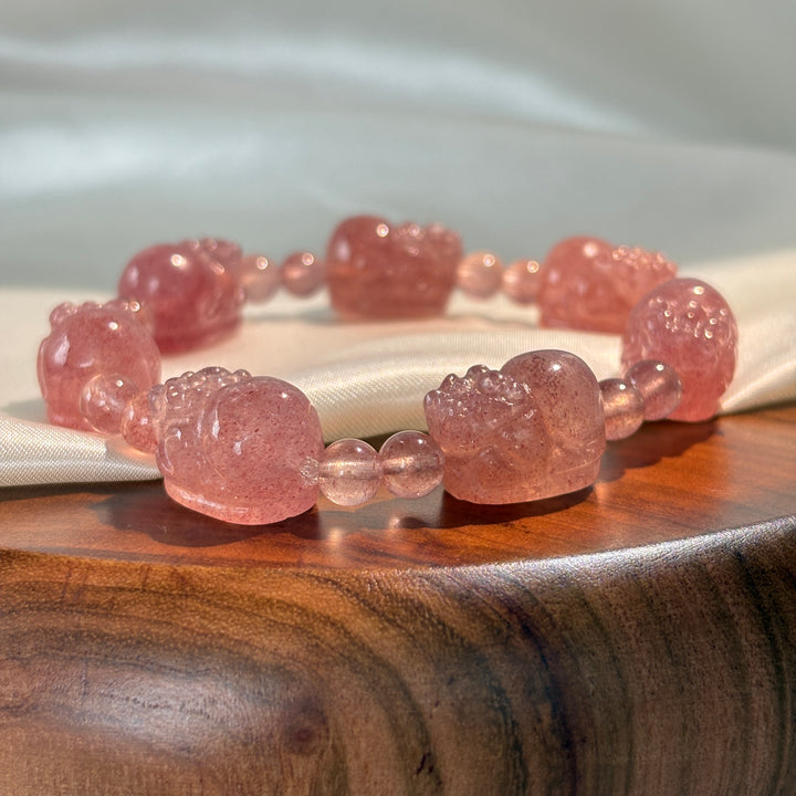 Strawberry Quartz Pixiu Bracelet 10.4-12mm