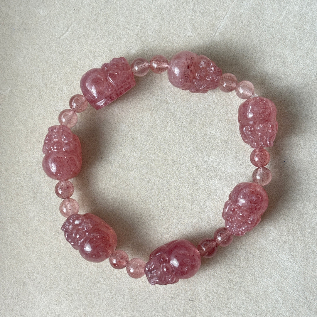 Strawberry Quartz Pixiu Bracelet 10.4-12mm