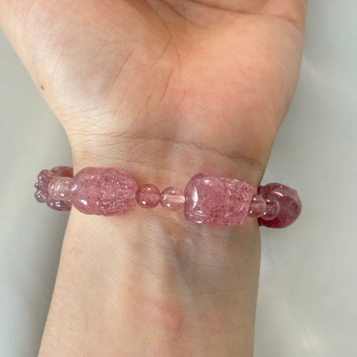 Strawberry Quartz Pixiu Bracelet 10.4-12mm