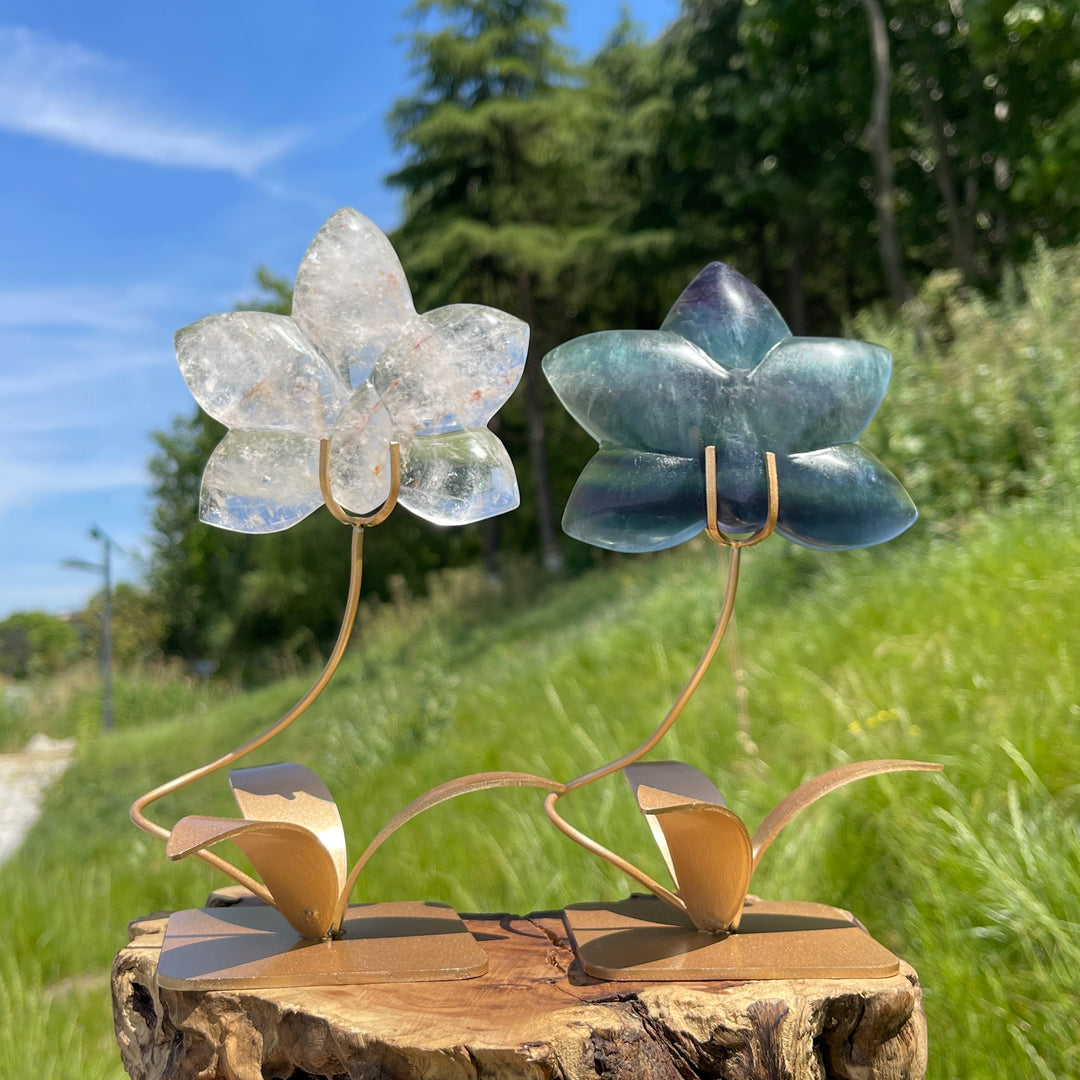 Unique,Natural Crystal Orchid Carving
