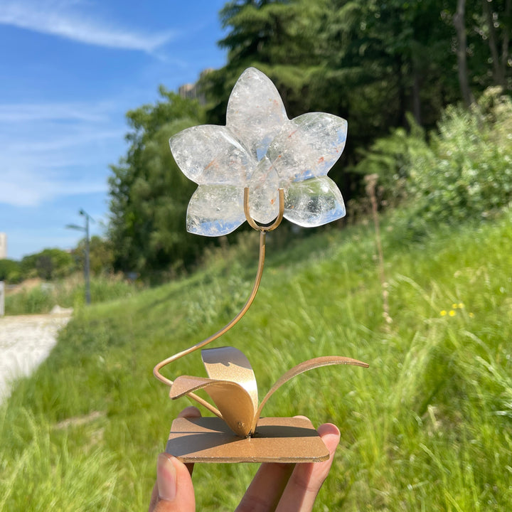 Unique,Natural Crystal Orchid Carving