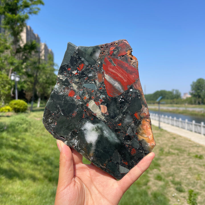 Unique,Natural Large African Bloodstone Crystal Slice