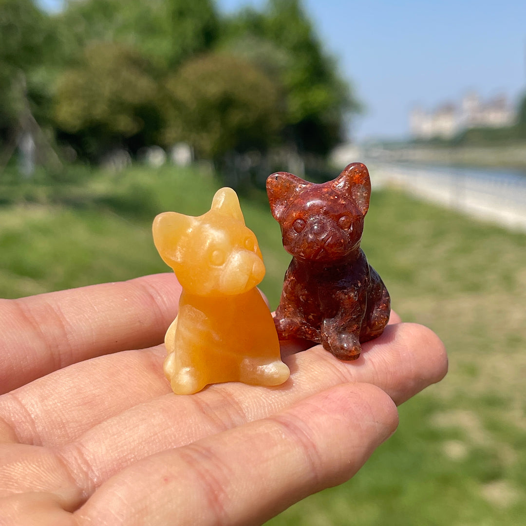 Natural Mini French Bulldog Crystal Carving