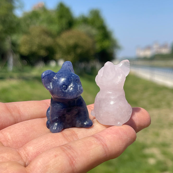Natural Mini French Bulldog Crystal Carving