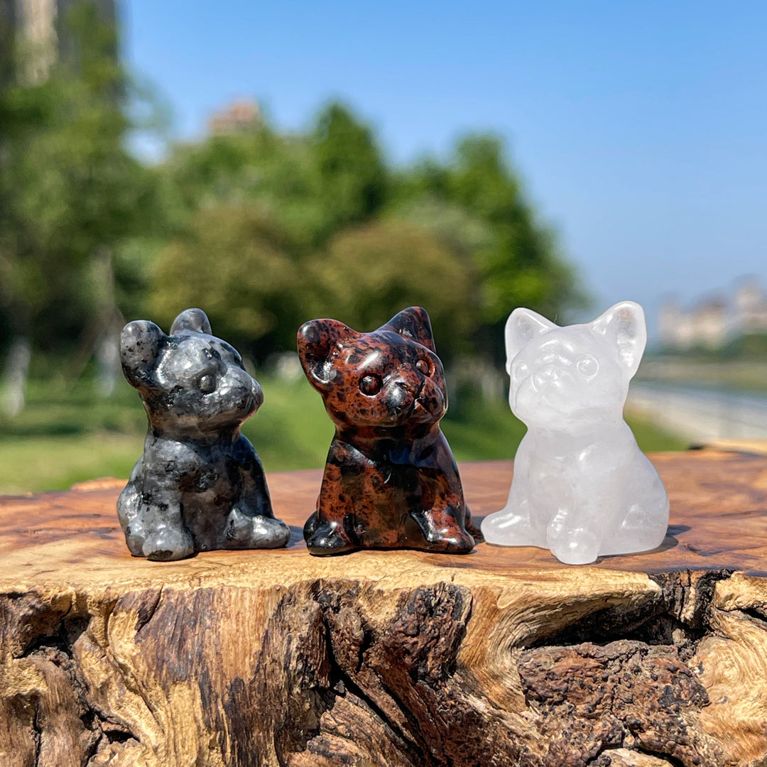 Natural Mini French Bulldog Crystal Carving