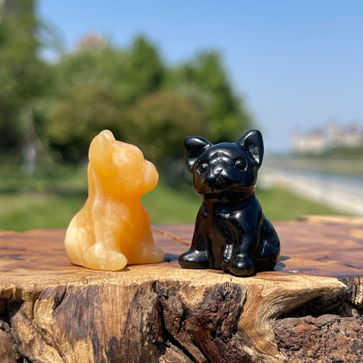 Natural Mini French Bulldog Crystal Carving