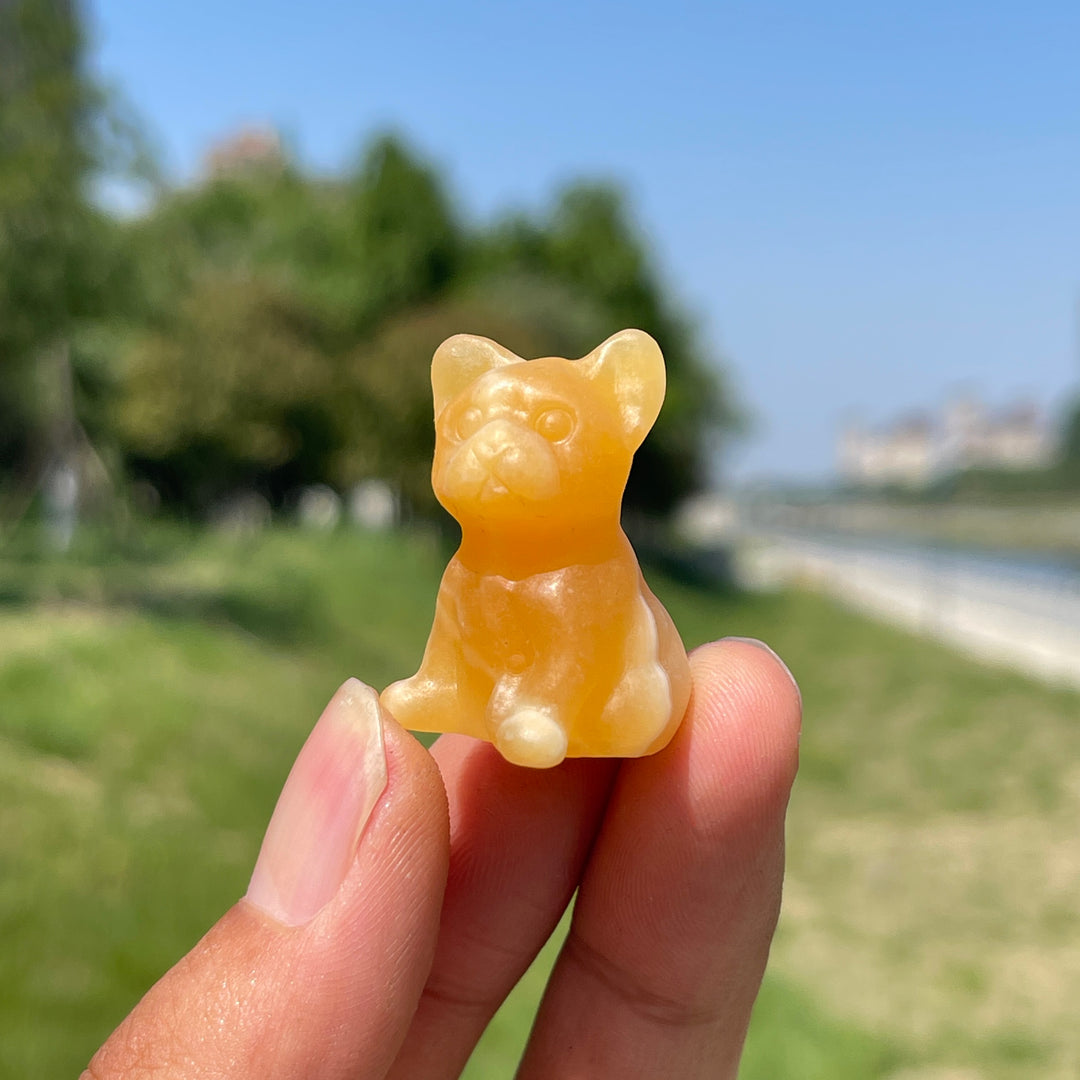 Natural Mini French Bulldog Crystal Carving