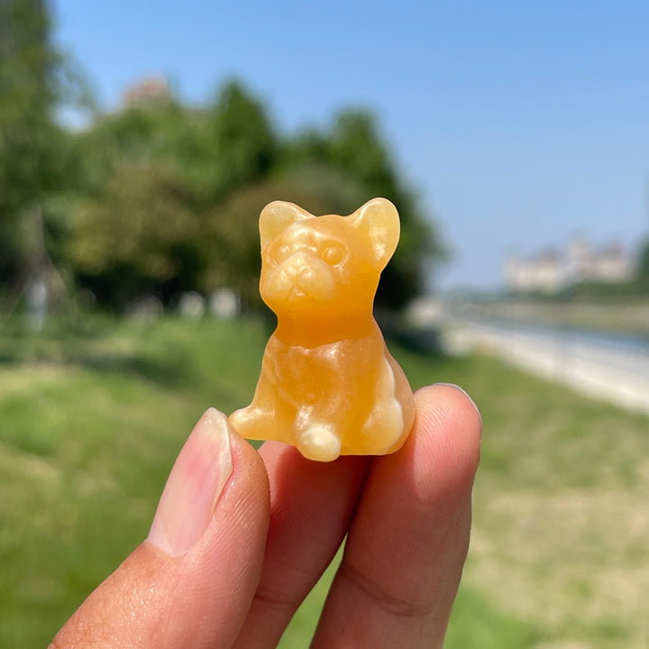 Natural Mini French Bulldog Crystal Carving