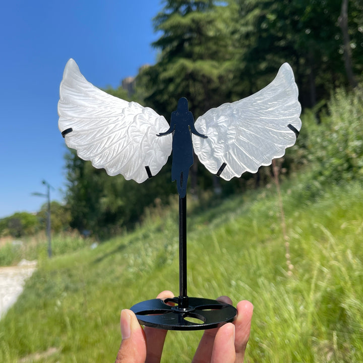 Unique,A Slightly Imperfect Natural Crystal Selenite Angel Wings Carving