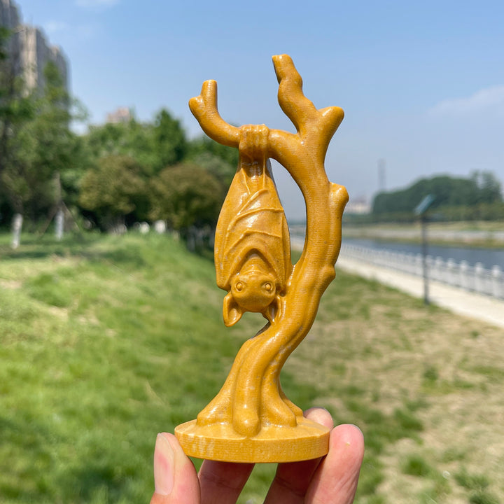 Natural Crystal Bat On Branch Carving
