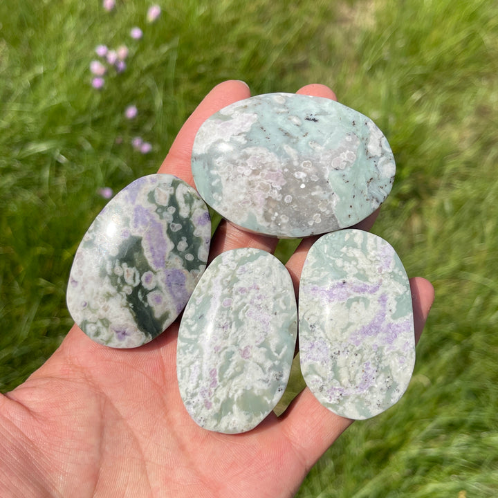 Natural Light Atlantisite Crystal Palm Stone