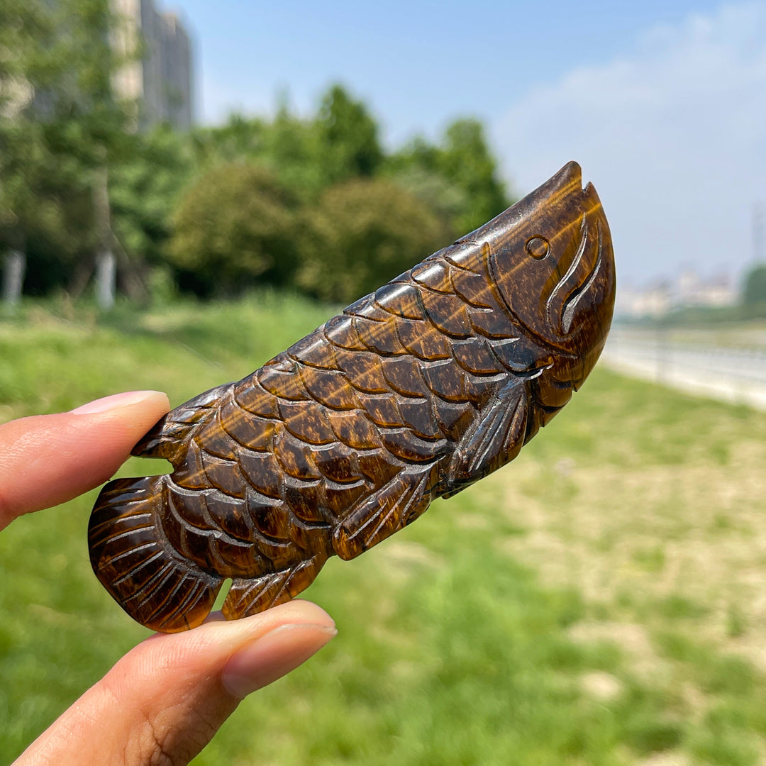 Natural Tiger Eye Arowana Carving