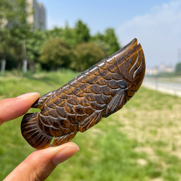 Natural Tiger Eye Arowana Carving