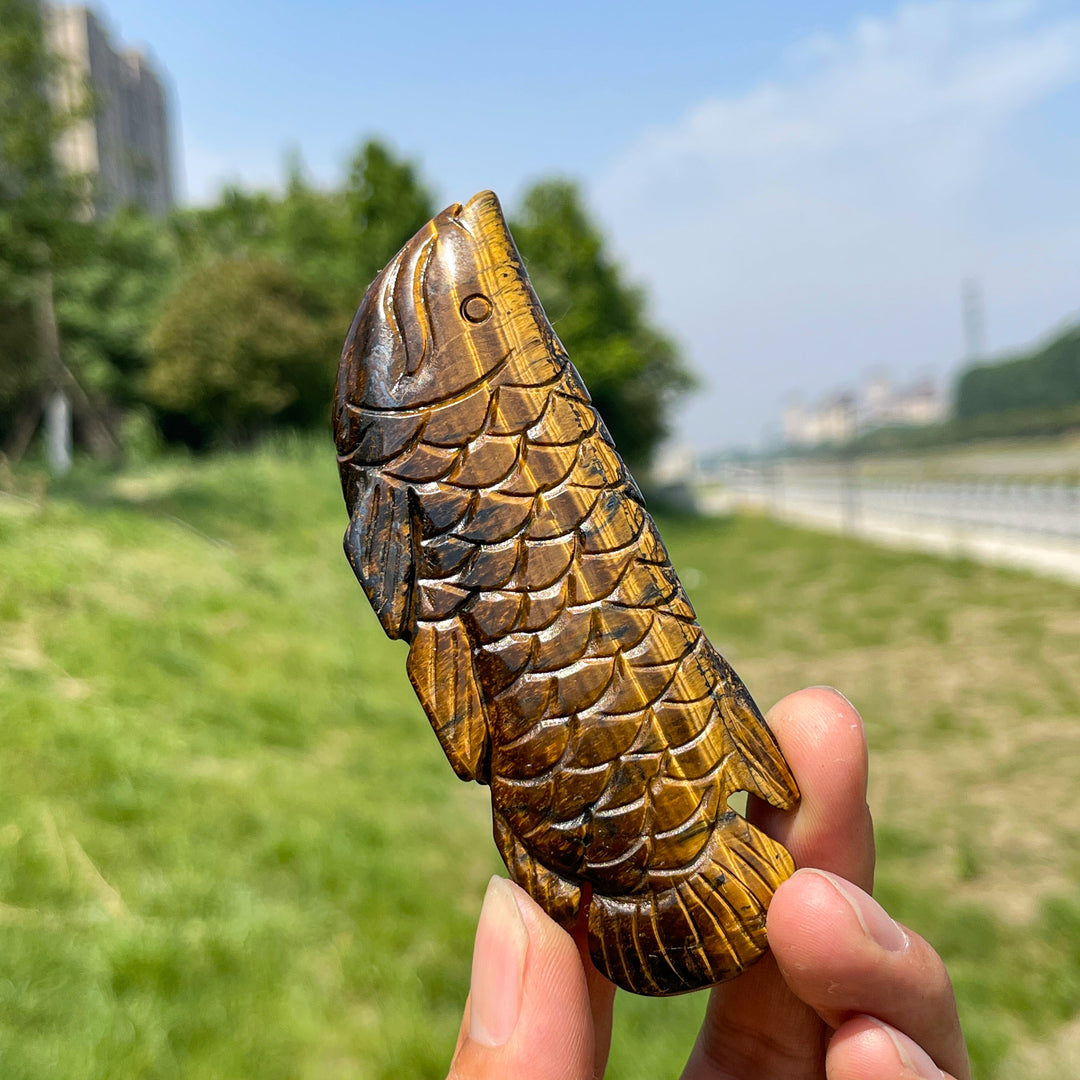 Natural Tiger Eye Arowana Carving