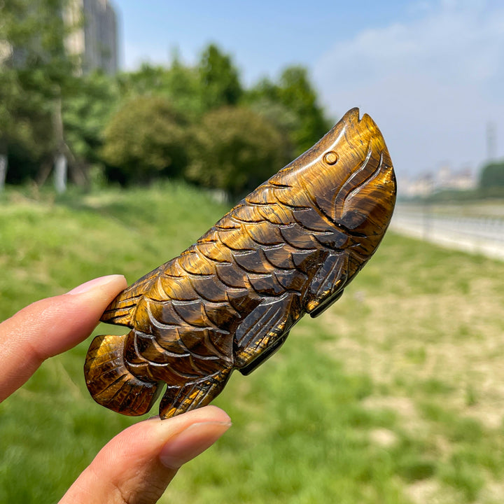 Natural Tiger Eye Arowana Carving