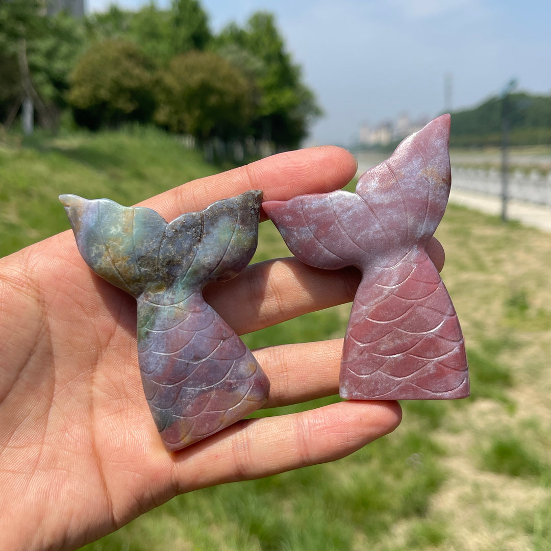 Natural Crystal Mermaid Tail Carving