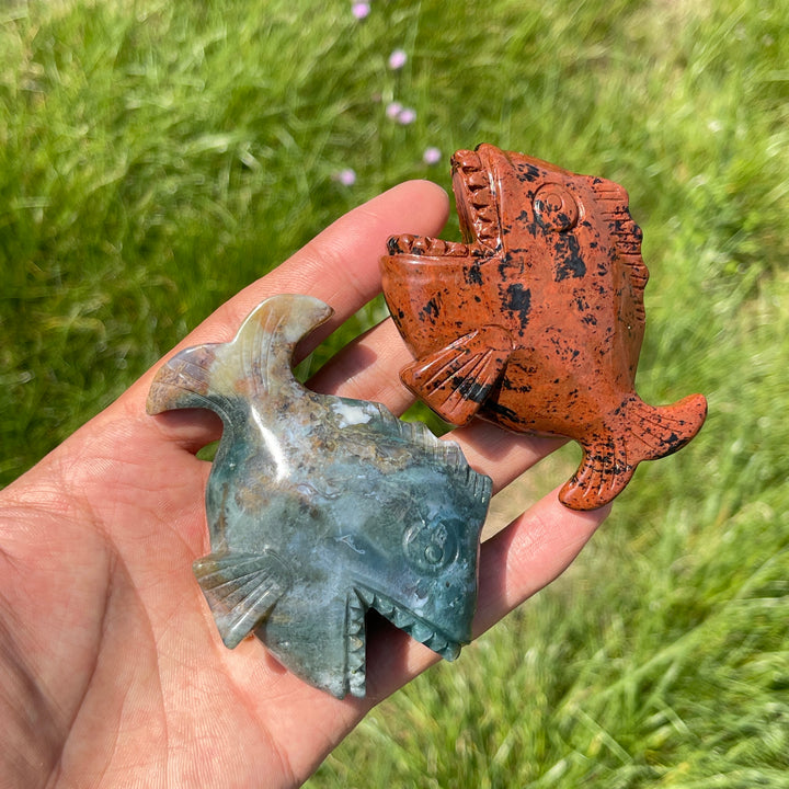 Natural Crystal Piranha Carving