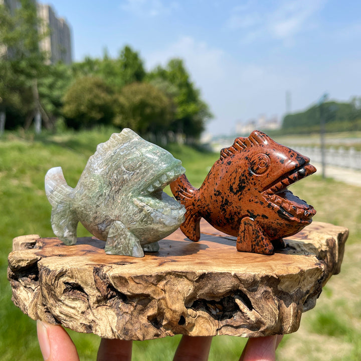 Natural Crystal Piranha Carving