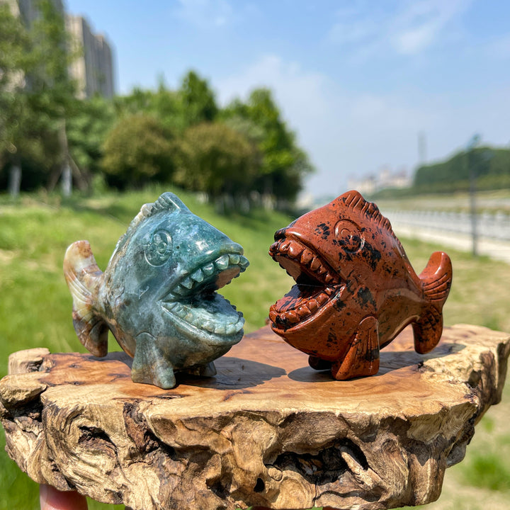 Natural Crystal Piranha Carving