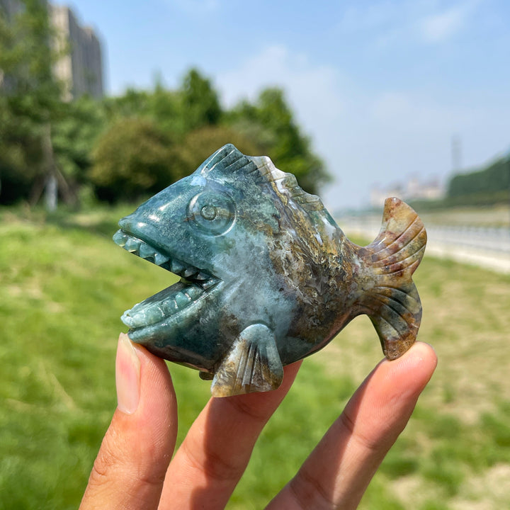 Natural Crystal Piranha Carving