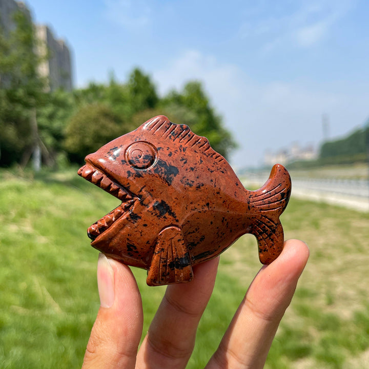 Natural Crystal Piranha Carving