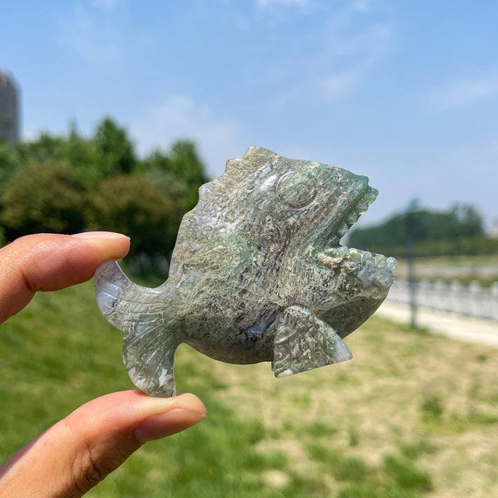 Natural Crystal Piranha Carving