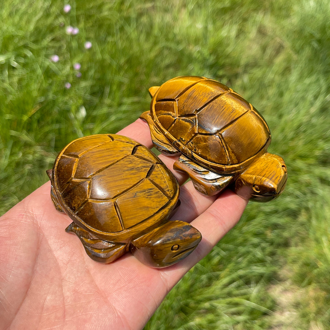 Natural Tiger Eye Crystal Sea Turtle Carving