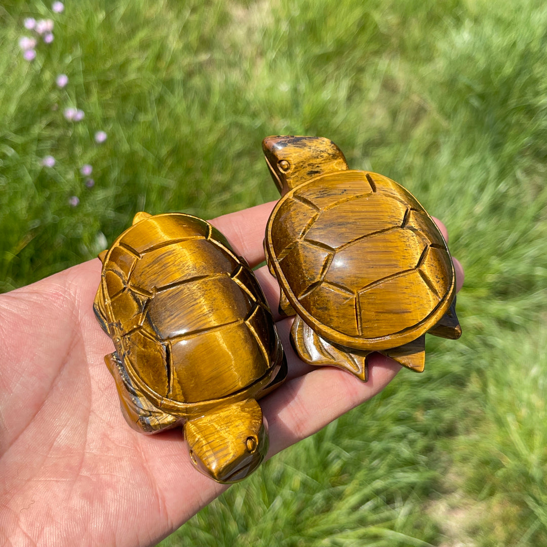 Natural Tiger Eye Crystal Sea Turtle Carving