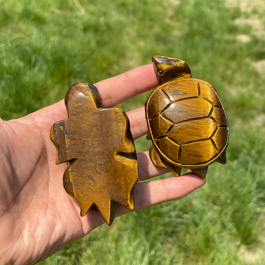 Natural Tiger Eye Crystal Sea Turtle Carving