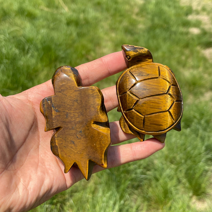 Natural Tiger Eye Crystal Sea Turtle Carving