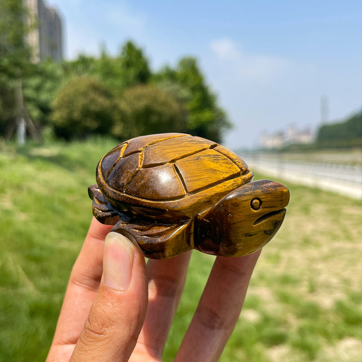 Natural Tiger Eye Crystal Sea Turtle Carving
