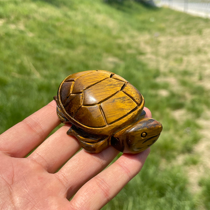 Natural Tiger Eye Crystal Sea Turtle Carving