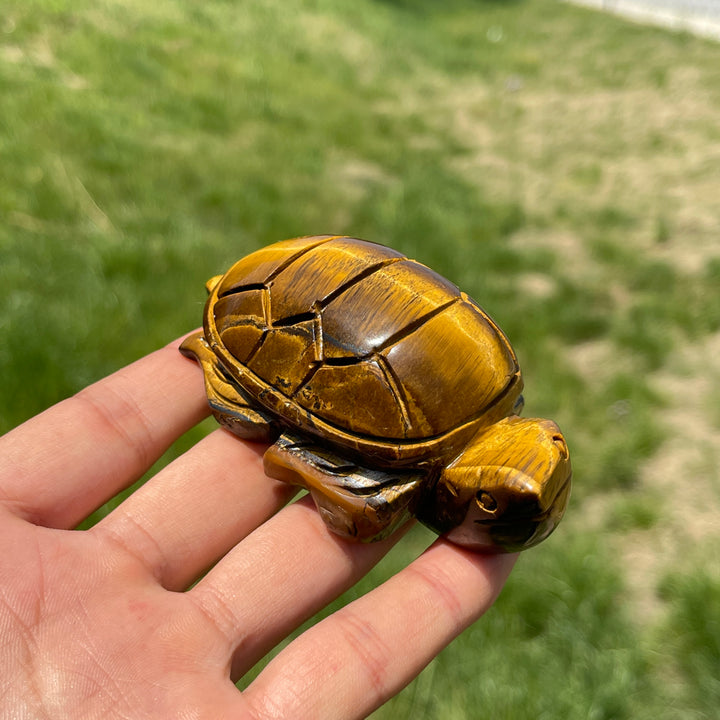 Natural Tiger Eye Crystal Sea Turtle Carving