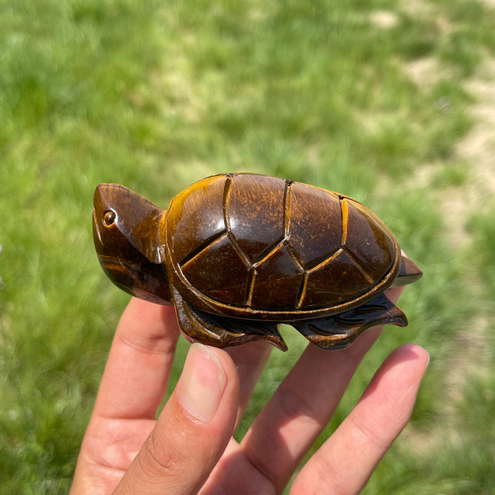 Natural Tiger Eye Crystal Sea Turtle Carving